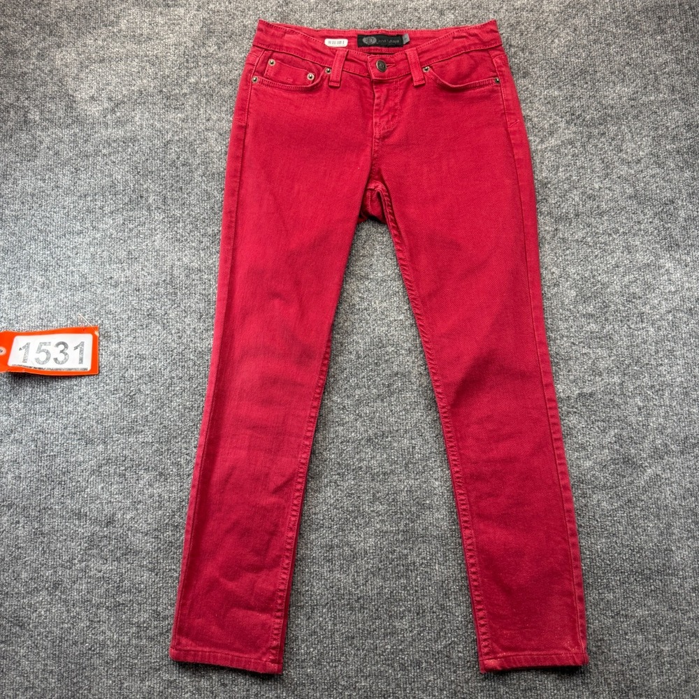 JET John Eshaya Jeans Women 2 Red Denim 5-Pocket Skinny Leg Americana Streetwear